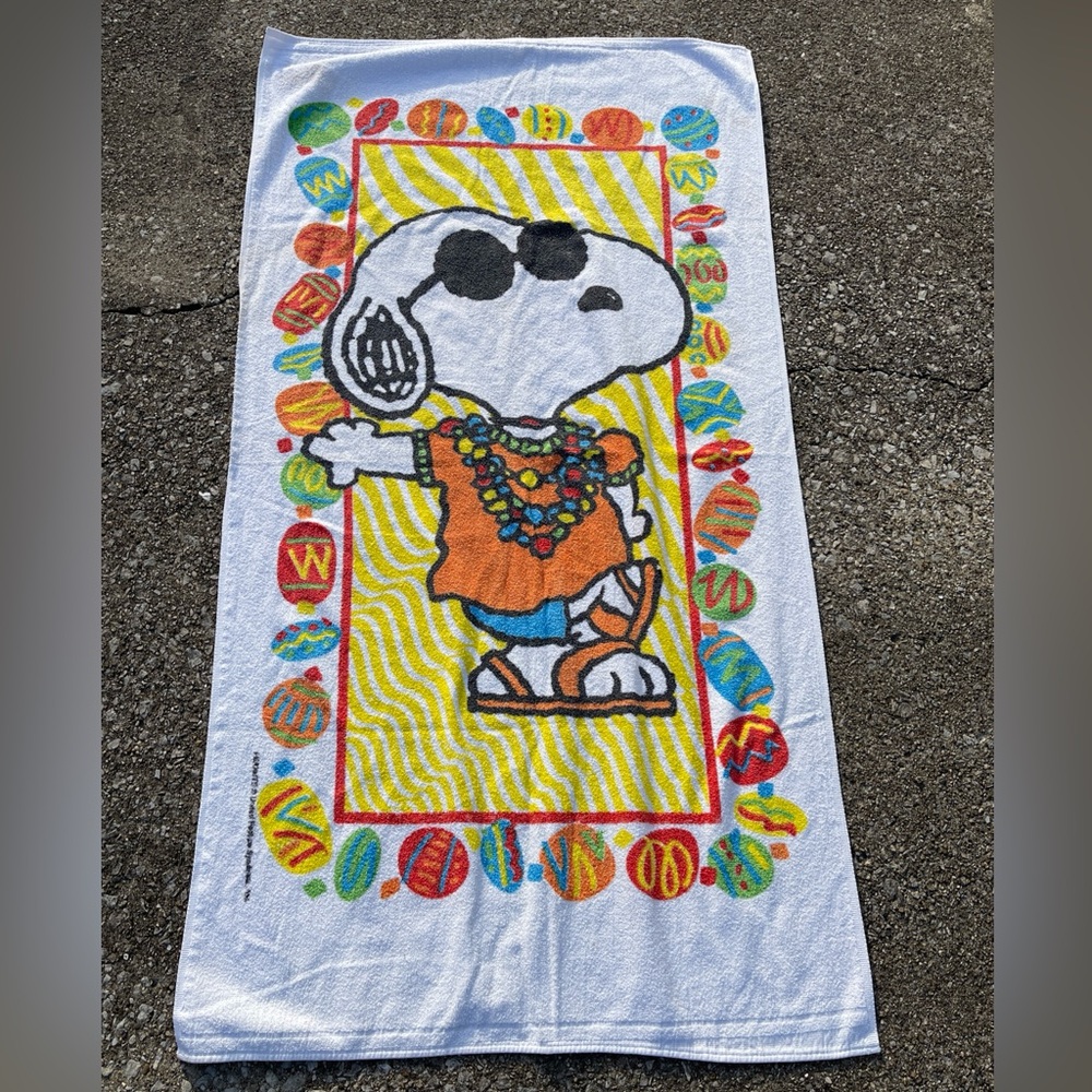 Vintage Snoopy Beach Towel Joe Cool 1998